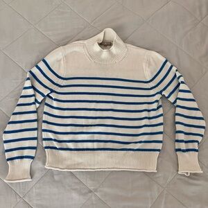 J. Crew Rollneck sweater Cream Blue stripe
